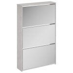 Vidaxl armoire � chaussures miroir 3 niveaux gris b�ton 63x17x102, 5 cm