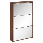 Vidaxl armoire � chaussures miroir 3niveaux ch�ne marron 63x17x102, 5cm