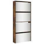 Vidaxl armoire  chaussures miroir  4 niveaux chne fum 63x17x134 cm