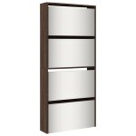 Vidaxl armoire  chaussures miroir 4 niveaux chne marron 63x17x134 cm