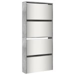 Vidaxl armoire  chaussures et miroir 4 niveaux gris bton 63x17x134cm