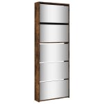 Vidaxl armoire � chaussures miroir 5 niveaux ch�ne fum� 63x17x169, 5 cm