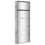 Vidaxl armoire  chaussures miroir 5 niveaux gris bton 63x17x169, 5 cm