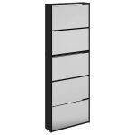 Vidaxl armoire � chaussures avec miroir 5 niveaux noir 63x17x169, 5 cm