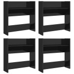 Vidaxl armoires  chaussures murales 4 pcs noir brillant 60x18x60 cm