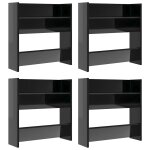 Vidaxl armoires � chaussures murales 4 pcs noir brillant 60x18x60 cm