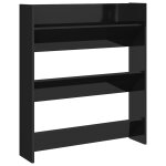 Vidaxl armoire  chaussures murale noir brillant bois d'ingnierie