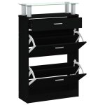 Vidaxl armoire � chaussures noir 63x24x104 cm bois d'ing�nierie