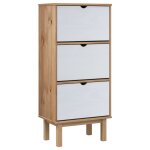 Vidaxl armoire � chaussures otta et 3 tiroirs marron et blanc bois pin