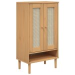 Vidaxl armoire � chaussures senja aspect rotin marron bois massif