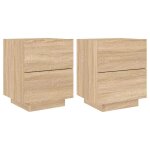 Vidaxl armoires de chevet et lumières led 2 pcs chêne sonoma Vidaxl armoires de chevet et lumières led 2 pcs chêne sonoma