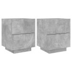 Vidaxl armoires de chevet et lumières led 2 pcs gris béton Vidaxl armoires de chevet et lumières led 2 pcs gris béton