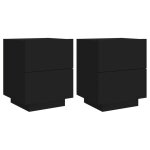 Vidaxl armoires de chevet et lumi�res led 2 pcs noir bois d'ing�nierie