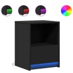 Vidaxl armoires de chevet et lumières led 2 pcs noir bois d'ingénierie Vidaxl armoires de chevet et lumières led 2 pcs noir bois d'ingénierie