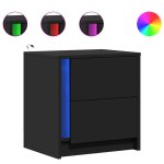 Vidaxl armoires de chevet et lumires led 2 pcs noir bois d'ingnierie