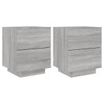Vidaxl armoires de chevet et lumi�res led 2 pcs sonoma gris