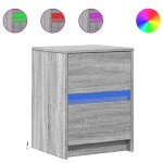 Vidaxl armoires de chevet et lumires led 2 pcs sonoma gris