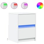 Vidaxl armoire de chevet avec lumires led blanc bois d'ingnierie