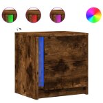 Vidaxl armoire de chevet et lumières led chêne fumé bois d'ingénierie Vidaxl armoire de chevet et lumières led chêne fumé bois d'ingénierie