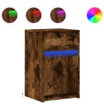 Vidaxl armoire de chevet et lumi�res led ch�ne fum� bois d'ing�nierie