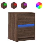 Vidaxl armoire de chevet et lumières led chêne marron bois ingénierie Vidaxl armoire de chevet et lumières led chêne marron bois ingénierie