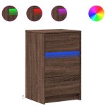 Vidaxl armoire de chevet et lumi�res led ch�ne marron bois ing�nierie