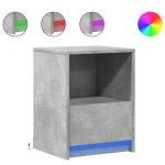Vidaxl armoire de chevet et lumires led gris bton bois d'ingnierie