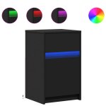 Vidaxl armoire de chevet avec lumires led noir bois d'ingnierie