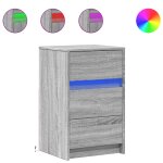 Vidaxl armoire de chevet et lumires led sonoma gris bois d'ingnierie