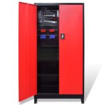 Vidaxl armoire avec coffre � outils acier 90x40x180 cm rouge et noir
