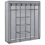 Vidaxl armoire avec compartiments et barres gris 150x45x175 cm tissu