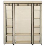 Vidaxl armoire avec compartiments et tiges crme 150x45x176 cm tissu