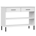Vidaxl armoire console avec pieds en m�tal blanc bois pin massif oslo