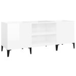 Vidaxl armoire  disques blanc brillant 121x38x48 cm bois d'ingnierie