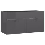 Vidaxl armoire d'�vier gris brillant 90x38, 5x46 cm bois d?ing�nierie