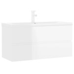Vidaxl armoire d'évier lavabo intégré blanc brillant bois d'ingénierie Vidaxl armoire d'évier lavabo intégré blanc brillant bois d'ingénierie