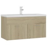 Vidaxl armoire d'évier avec lavabo intégré chêne sonoma aggloméré Vidaxl armoire d'évier avec lavabo intégré chêne sonoma aggloméré