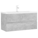 Vidaxl armoire d'�vier et lavabo int�gr� gris b�ton bois d'ing�nierie