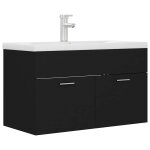 Vidaxl armoire d'�vier avec lavabo int�gr� noir agglom�r�