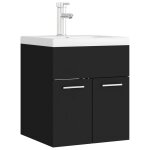 Vidaxl armoire d'vier avec lavabo intgr noir bois d'ingnierie