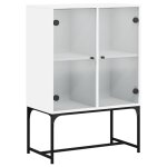 Vidaxl armoire latrale avec portes en verre blanc 69x37x100 cm