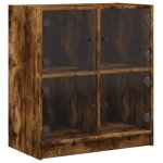 Vidaxl armoire lat�rale avec portes en verre ch�ne fum� 68x37x75, 5 cm
