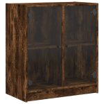 Vidaxl armoire latérale avec portes en verre chêne fumé 68x37x75, 5 cm Vidaxl armoire latérale avec portes en verre chêne fumé 68x37x75, 5 cm