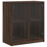 Vidaxl armoire latérale avec portes en verre chêne marron 68x37x75, 5cm Vidaxl armoire latérale avec portes en verre chêne marron 68x37x75, 5cm