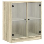 Vidaxl armoire latrale avec portes en verre chne sonoma 68x37x75, 5cm