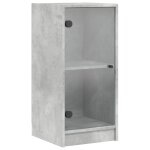 Vidaxl armoire lat�rale avec portes en verre gris b�ton 35x37x75, 5 cm