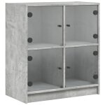 Vidaxl armoire latérale avec portes en verre gris béton 68x37x75, 5 cm Vidaxl armoire latérale avec portes en verre gris béton 68x37x75, 5 cm