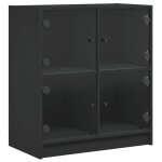 Vidaxl armoire latrale avec portes en verre noir 68x37x75, 5 cm
