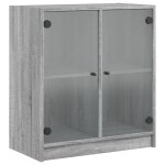 Vidaxl armoire lat�rale avec portes en verre sonoma gris 68x37x75, 5 cm