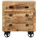 Vidaxl armoire latrale avec roues 70x40x75 cm bois de manguier solide